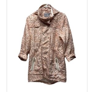 Tart Collection rain animal printed cream white small zipper front coat winter